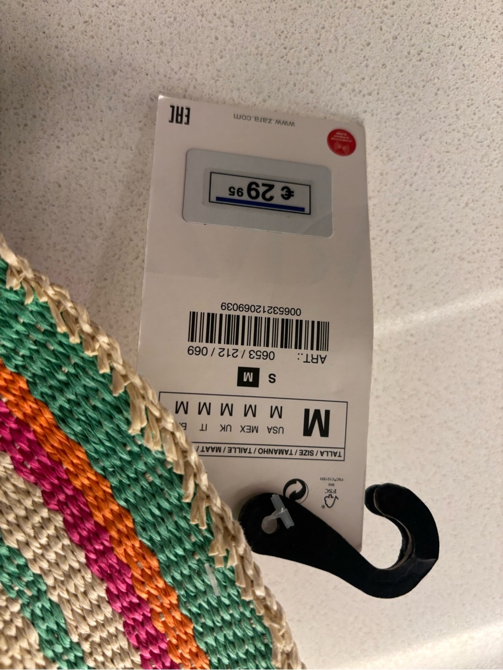 Zara Striped Wide-Brim Straw Sun Hat with Colorful Bands - Picture 2 of 4